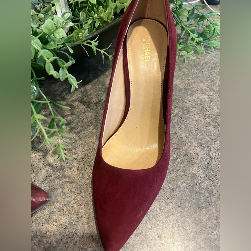 Michael Kors Deep Red Suede Heels Dorothy Flex Pumps